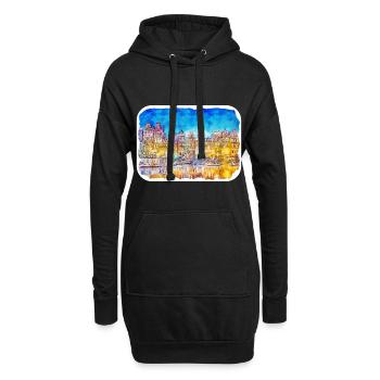 Amsterdam Niederlande Aquarell Sketch Illustrati - Hoodie-Kleid - Schwarz - Vorne