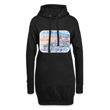 Santorin Grèce Aquarelle Sketch Illustration - Sweat-shirt à capuche long Femme - noir - Devant