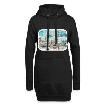 Uk Landmark Aquarelle Sketch Painting Illustratio - Sweat-shirt à capuche long Femme - noir - Devant