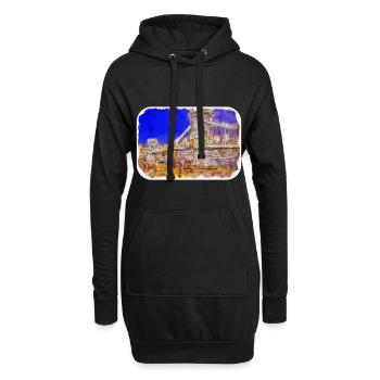 Budapest Ungarn Aquarell Skizze Illustration - Hoodie-Kleid - Schwarz - Vorne