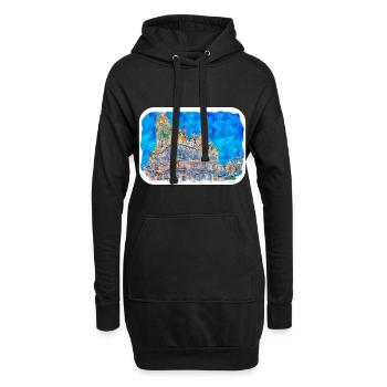 Edinburgh Schottland UK Aquarell Skizze gezeichnet Schmerz - Hoodie-Kleid - Schwarz - Vorne