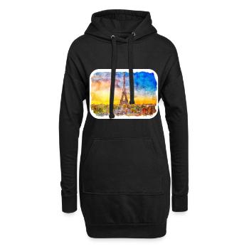 Paris Frankreich Aquarellskizze Gezeichnete Illustration - Hoodie-Kleid - Schwarz - Vorne