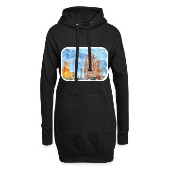 San Miguel De Allende Mexique Aquarelle Esquisse Dra - Sweat-shirt à capuche long Femme - noir - Devant