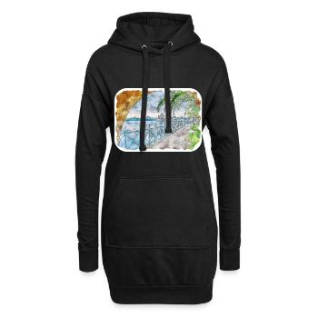 Australie Aquarelle Esquisse Dessinée à la Main Peinture - Sweat-shirt à capuche long Femme - noir - Devant