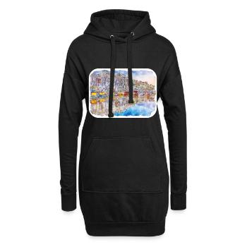 Amsterdam Niederlande Aquarell Skizze Draw Drawi - Hoodie-Kleid - Schwarz - Vorne