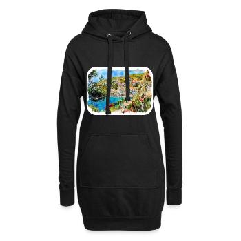Kroatien Aquarellskizze Handgezeichnete Illustration - Hoodie-Kleid - Schwarz - Vorne