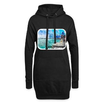 Chicago USA Aquarell Skizze gezeichnete Illustration - Hoodie-Kleid - Schwarz - Vorne