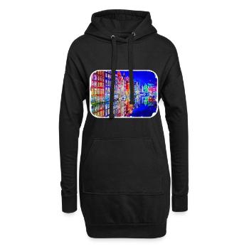 Amsterdam Niederlande Aquarellskizze Zeichnung - Hoodie-Kleid - Schwarz - Vorne