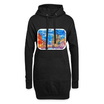 Saint-Pétersbourg Russie croquis aquarelle dessiné Drawi - Sweat-shirt à capuche long Femme - noir - Devant