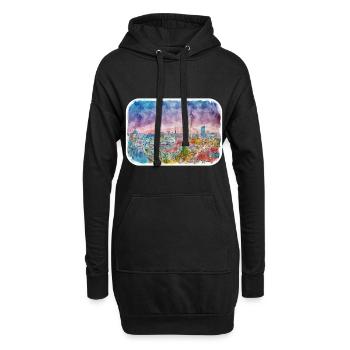 Berlin Allemagne Aquarelle Esquisse Dessinée Peinture - Sweat-shirt à capuche long Femme - noir - Devant