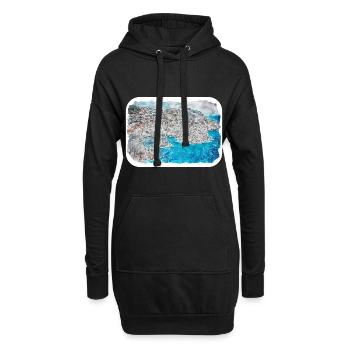 Dubrovnik Croatia Watercolor Sketch Drawn Illustra - Hoodie Dress - black - Front
