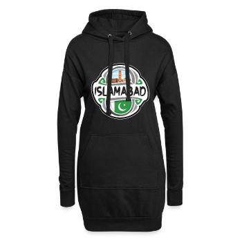 Islamabad Pakistan Drapeau Voyage Souvenir Badge Stam - Sweat-shirt à capuche long Femme - noir - Devant