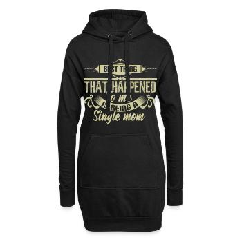 Idée cadeau maman mère célibataire - Sweat-shirt à capuche long Femme - noir - Devant
