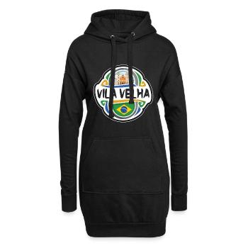 Vila Velha Brésil Drapeau Badge Souvenir de Voyage Timbre - Sweat-shirt à capuche long Femme - noir - Devant