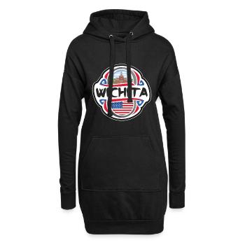 Wichita USA Vereinigte Staaten Flagge Reise Souvenir Bad - Hoodie-Kleid - Schwarz - Vorne