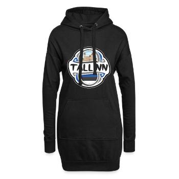 Tallinn Estonie Drapeau Badge Voyage Souvenir Timbre - Sweat-shirt à capuche long Femme - noir - Devant