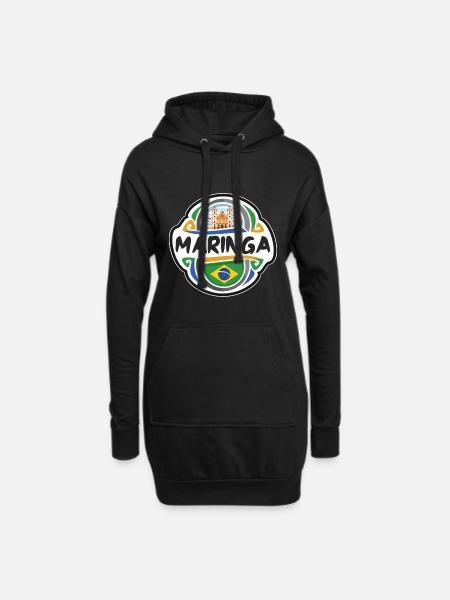 Maringa Brasilien Flagge Abzeichen Reise Souvenir Briefmarke - Hoodie-Kleid - Schwarz