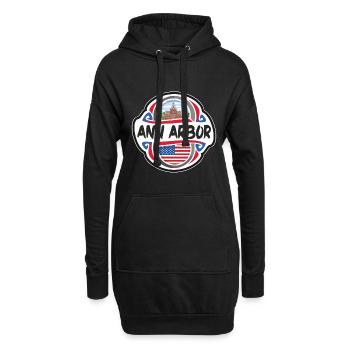 Ann Arbor USA Drapeau des États-Unis Souvenir de voyage B - Sweat-shirt à capuche long Femme - noir - Devant