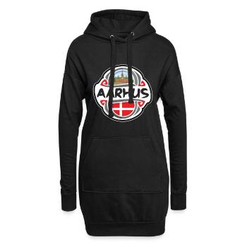 Aarhus Danemark Drapeau Badge Voyage Souvenir Timbre - Sweat-shirt à capuche long Femme - noir - Devant