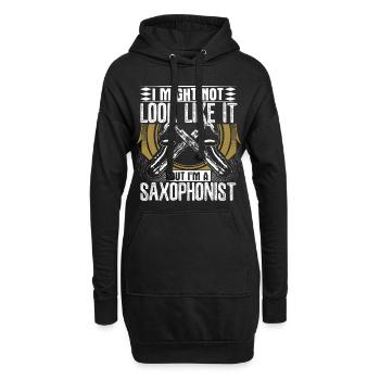 Saxophone Blues - Sweat-shirt à capuche long Femme - noir - Devant