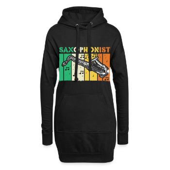 Saxophone Jazz Cadeau - Sweat-shirt à capuche long Femme - noir - Devant