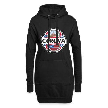 Corona USA Drapeau des États-Unis Souvenir de voyage Badg - Sweat-shirt à capuche long Femme - noir - Devant