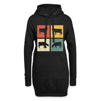 rétro t-shirt vache vaches - Sweat-shirt à capuche long Femme - noir - Devant