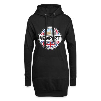 Newport UK Vereinigtes Königreich Flagge Reisesouvenir Bad - Hoodie-Kleid - Schwarz - Vorne