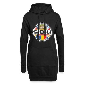 Sibiu Roumanie Drapeau Badge Voyage Souvenir Timbre - Sweat-shirt à capuche long Femme - noir - Devant