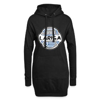 Larisa Grèce Drapeau Badge Voyage Souvenir Timbre - Sweat-shirt à capuche long Femme - noir - Devant