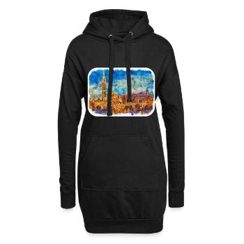 Budapest Ungarn Aquarell Skizze Illustration - Hoodie-Kleid - Schwarz - Vorne