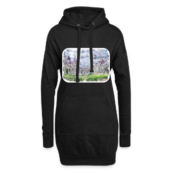 Pologne Repère Aquarelle Esquisse Dessin de peinture - Sweat-shirt à capuche long Femme - noir - Devant