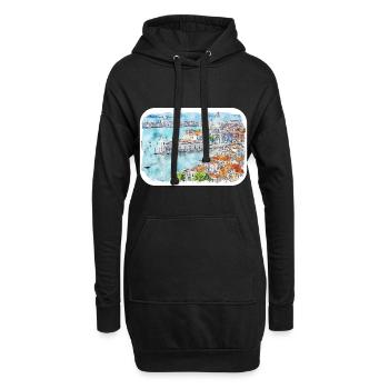Venise Italie Aquarelle Esquisse Illustration - Sweat-shirt à capuche long Femme - noir - Devant