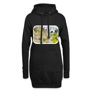 Angleterre Royaume-Uni Aquarelle Esquisse Dessinée à la main Peinture - Sweat-shirt à capuche long Femme - noir - Devant