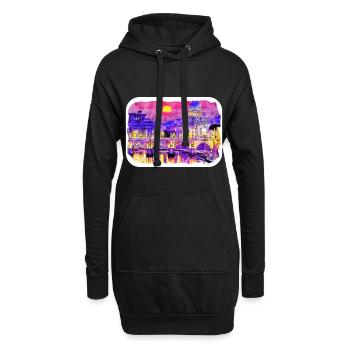 Rom Italien Aquarell Skizze Handgezeichnetes Gemälde - Hoodie-Kleid - Schwarz - Vorne