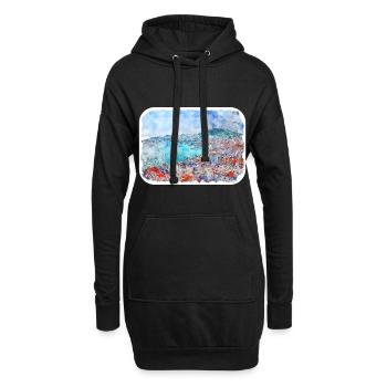 Kroatien Aquarellskizze Handgezeichnete Illustration - Hoodie-Kleid - Schwarz - Vorne