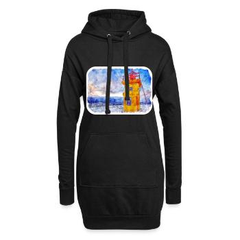 Islande croquis à l’aquarelle dessin à la main illustration - Sweat-shirt à capuche long Femme - noir - Devant