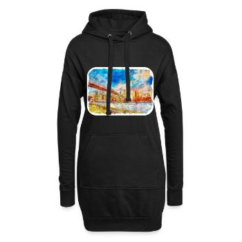 Dublin Irlande Royaume-Uni Aquarelle Sketch Illustration - Sweat-shirt à capuche long Femme - noir - Devant