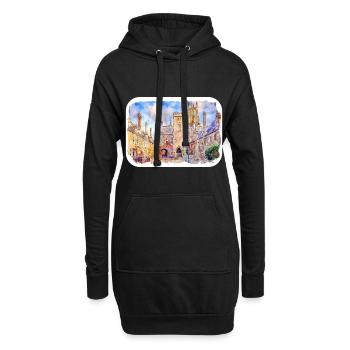 Uk Wahrzeichen Aquarell Skizze Gemälde Illustratio - Hoodie-Kleid - Schwarz - Vorne