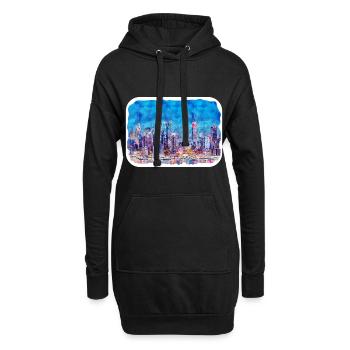 USA Aquarellskizze Handgezeichnete Illustration - Hoodie-Kleid - Schwarz - Vorne