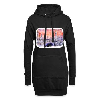 Paris Frankreich Aquarell Skizze Zeichnung Zeichnung - Hoodie-Kleid - Schwarz - Vorne