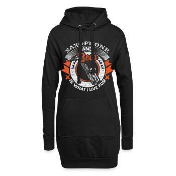 Saxophone Jazz Musicien Cadeau - Sweat-shirt à capuche long Femme - noir - Devant