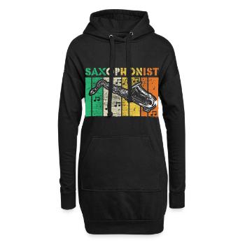 Saxophone Instrument à vent Idée cadeau musicale - Sweat-shirt à capuche long Femme - noir - Devant