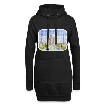 Indien Wahrzeichen Aquarell Skizze Farbe Illustratio - Hoodie-Kleid - Schwarz - Vorne