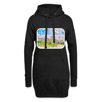 Vienne Autriche Aquarelle Esquisse Peinture - Sweat-shirt à capuche long Femme - noir - Devant