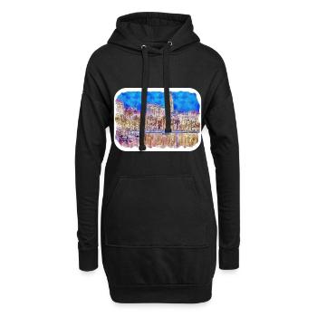 Kroatien Aquarellskizze Handgezeichnete Illustration - Hoodie-Kleid - Schwarz - Vorne