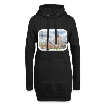 San Miguel De Allende Mexique Aquarelle Esquisse Dra - Sweat-shirt à capuche long Femme - noir - Devant