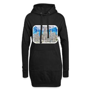 Madrid Espagne Aquarelle Esquisse Dessinée Peinture - Sweat-shirt à capuche long Femme - noir - Devant