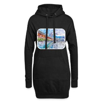 Luzern Schweiz Aquarellskizze gezeichnet Illust - Hoodie-Kleid - Schwarz - Vorne