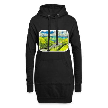 Angleterre Royaume-Uni Aquarelle Esquisse Peinture Illustration - Sweat-shirt à capuche long Femme - noir - Devant